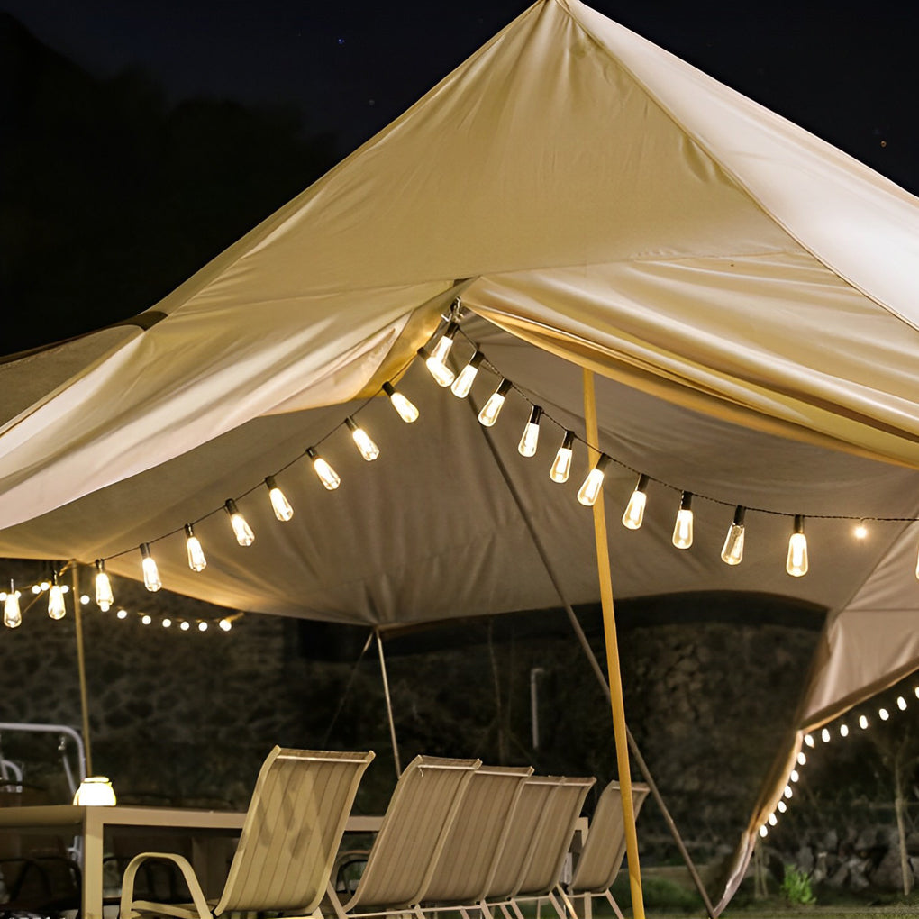 Retro 40 Lights Long Bulb USB Rechargeable LED Solar String Lights Outdoor - Lamp Outdoor