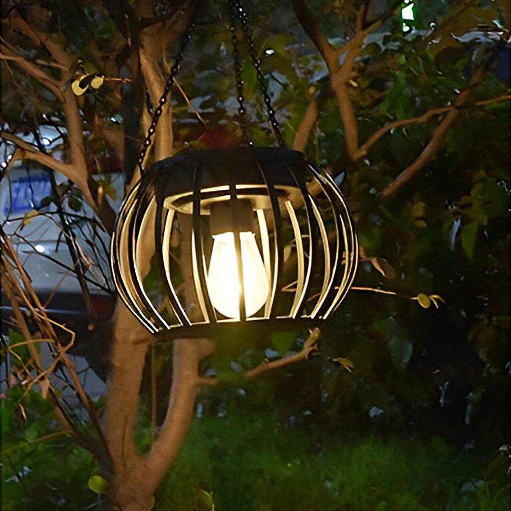 2PCS Metal Pumpkin LED Waterproof Black Modern Solar Outdoor Lanterns - Lamp Outdoor
