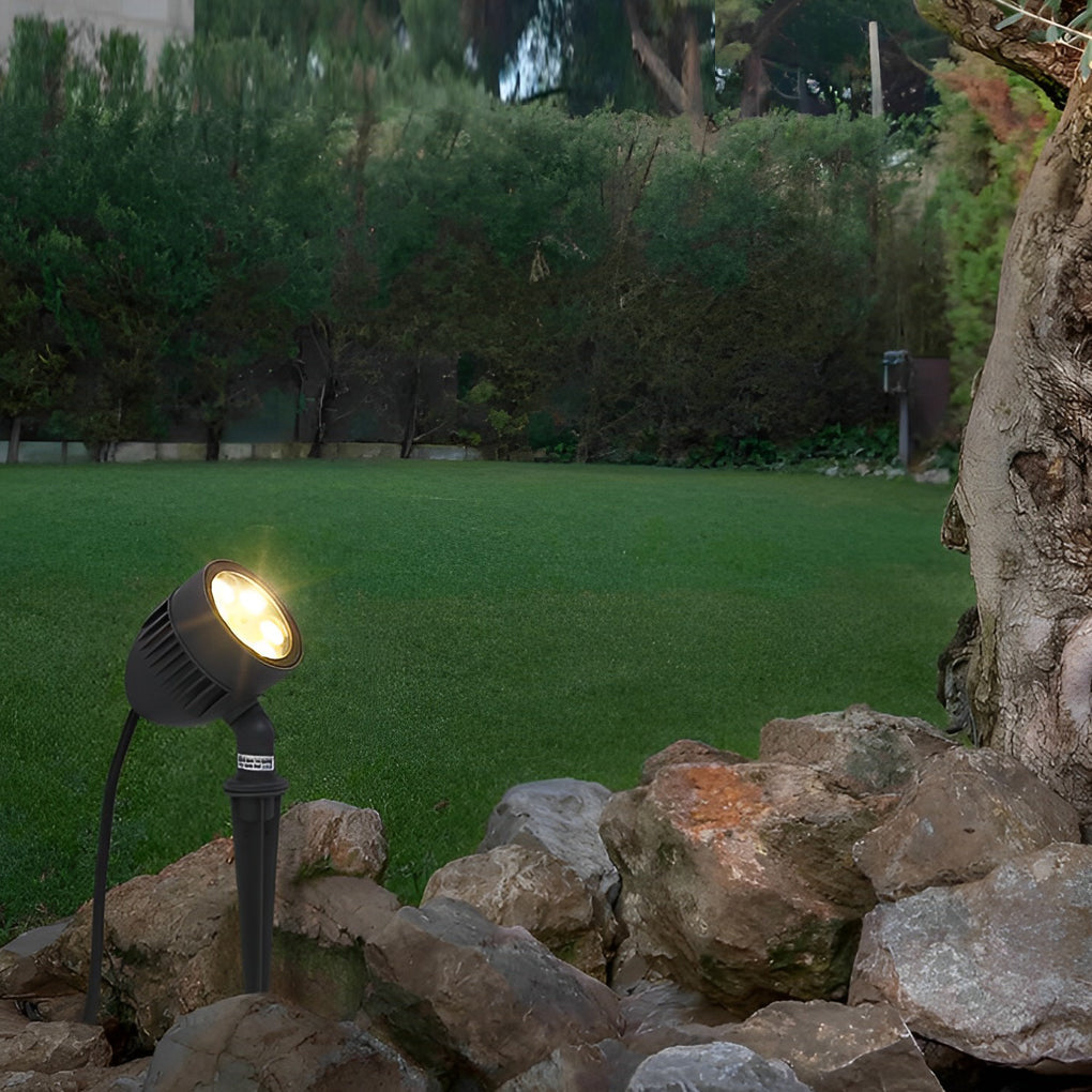 Adjustable Round LED COB Waterproof Black Modern Outdoor Spotlights - Lamp Outdoor