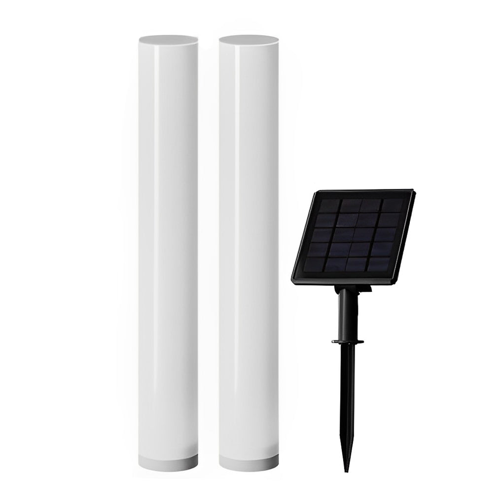 Long Cylindrical Waterproof White Modern Solar Lawn Lights Lamp Post - Lamp Outdoor