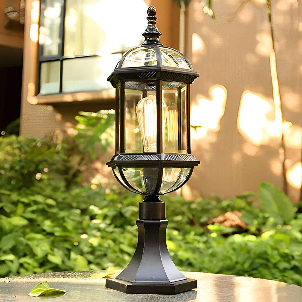 Elegant Black Retro Outdoor Post Lights Waterproof Metal and Glass Fence Lighting - Lamp Outdoor