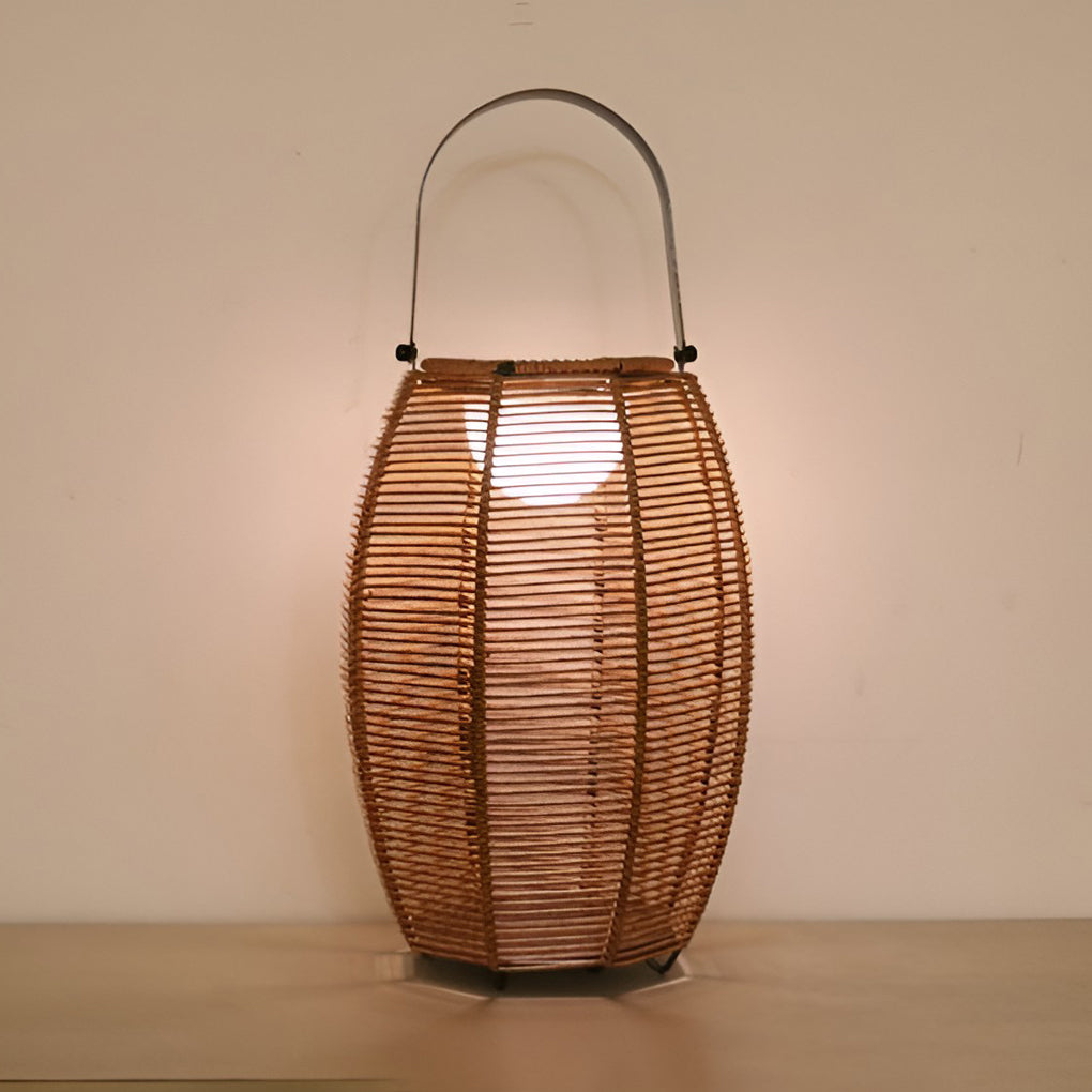 Rattan Lantern Shaped LED Waterproof Portable Modern Outdoor Floor Lamp - Lamp Outdoor