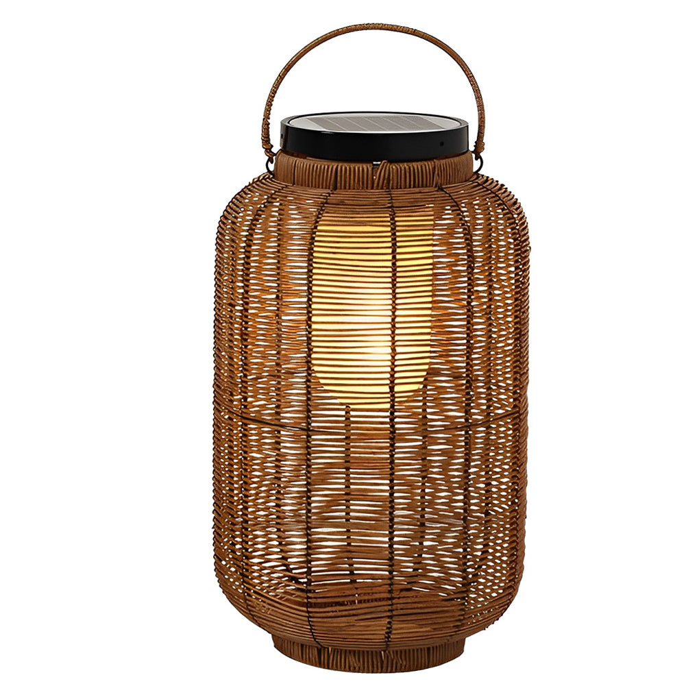 Portable Lantern Rattan LED Waterproof Solar Outdoor Lights Floor Lamp - Lamp Outdoor
