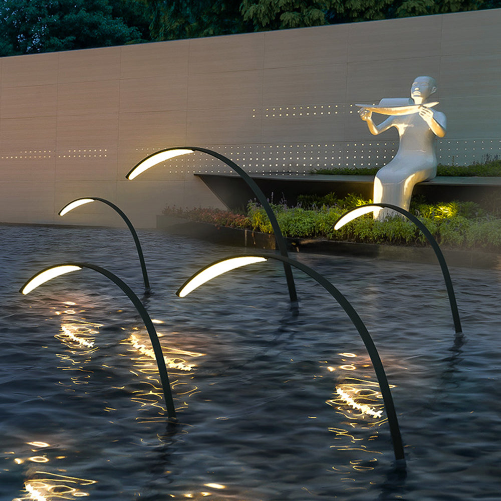 Ray Minimalist Arc Acrylic Metal Ground Lamp Pool - Lamp Outdoor
