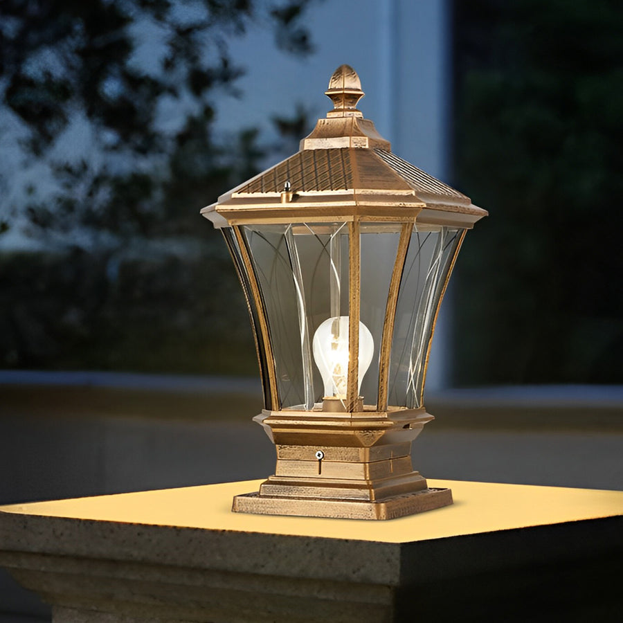 Vintage Waterproof LED Retro Solar Fence Post Lights With Remote Control - Lamp Outdoor