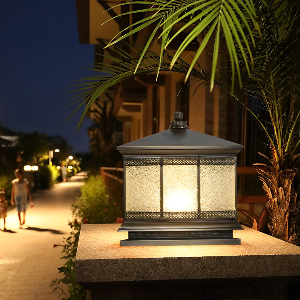 Intelligent Four Step Dimming Waterproof Retro Solar Fence Post Lights - Lamp Outdoor