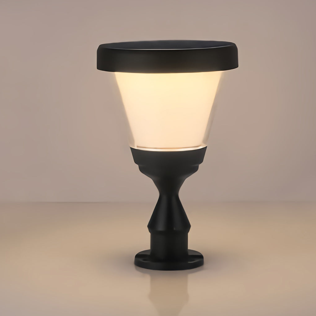 Waterproof LED Black Modern Solar Fence Post Cap Light Pillar Lights - Lamp Outdoor