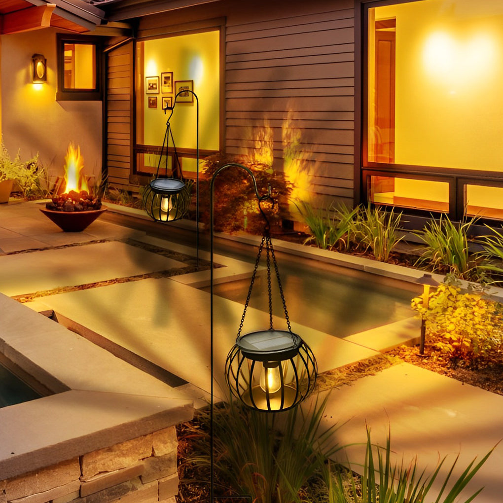2PCS Metal Pumpkin LED Waterproof Black Modern Solar Outdoor Lanterns - Lamp Outdoor