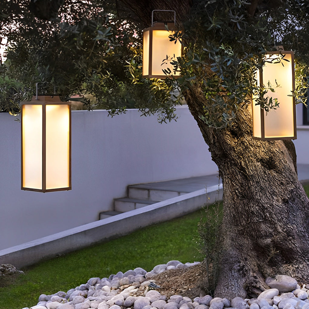 Square Lantern Portable Rechargeable LED Waterproof Solar Lawn Lights - Lamp Outdoor