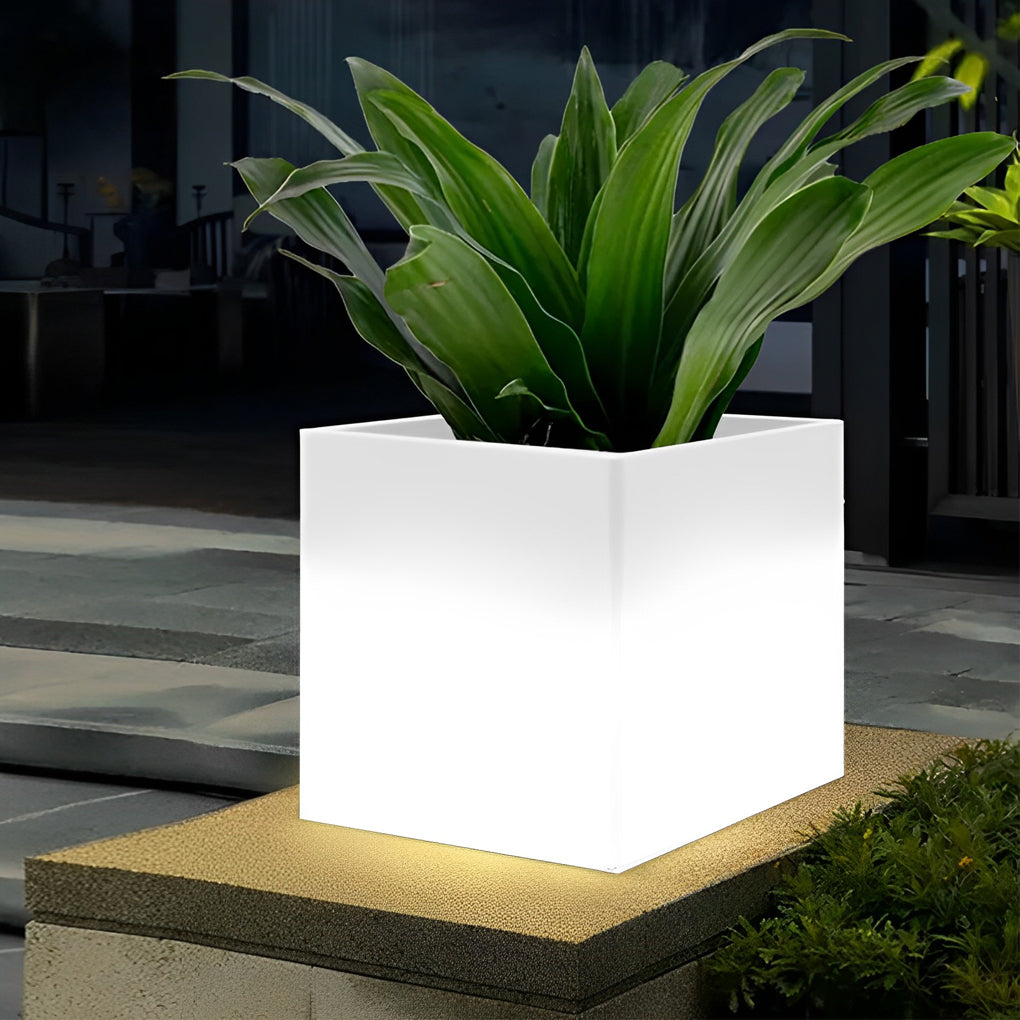 Square Waterproof Multipurpose Intelligent LED Solar Flower Pot Lights - Lamp Outdoor