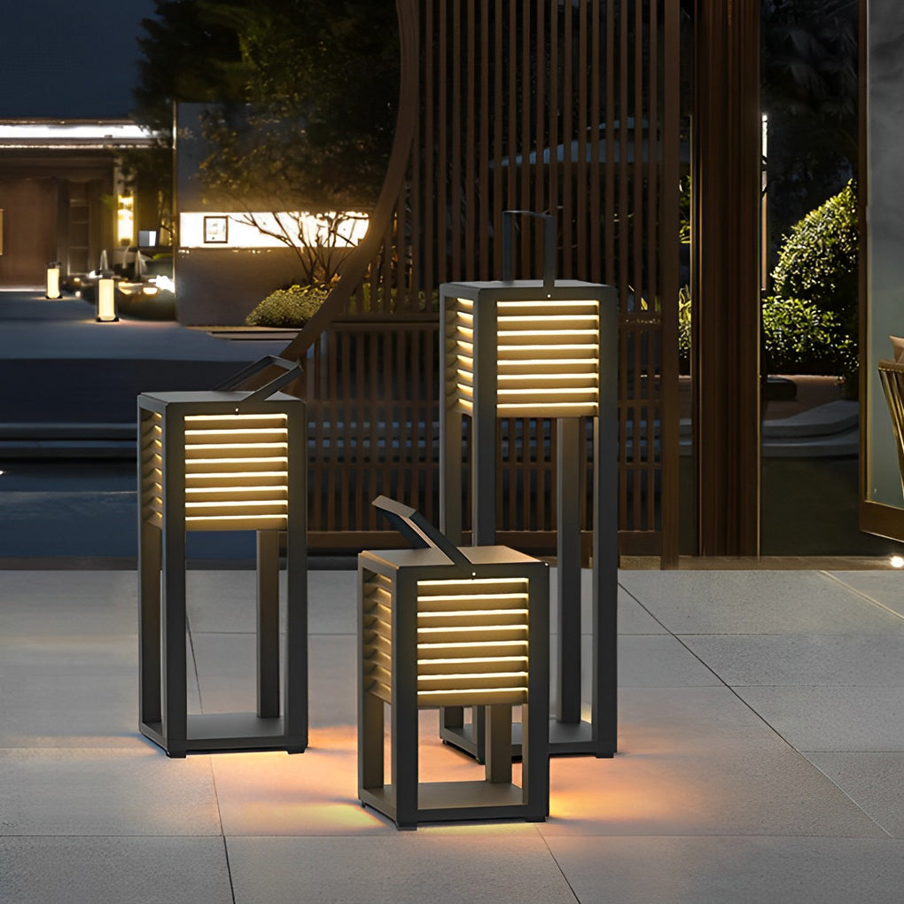 Square Waterproof LED Black Modern Portable Lawn Lamp Solar Outdoor Light - Lamp Outdoor