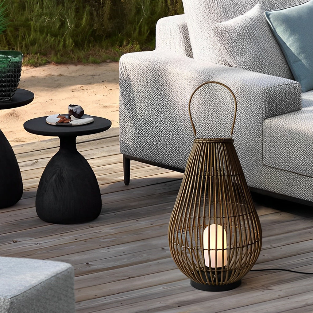 Portable Waterproof Handmade Rattan Iron Modern Outdoor Light Lanterns - Lamp Outdoor