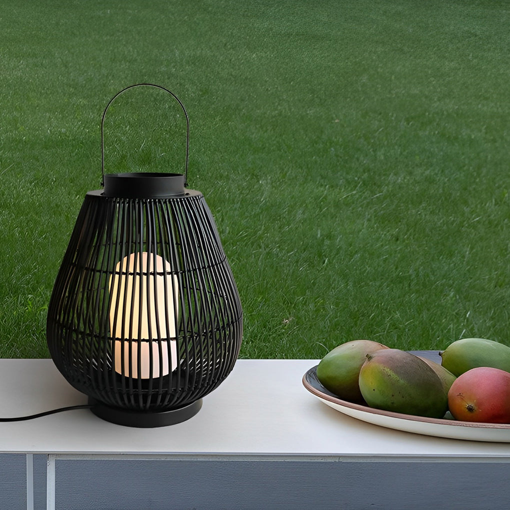 Portable Black Modern Iron Woven E27 Pillar Accent Outdoor Lantern - Lamp Outdoor