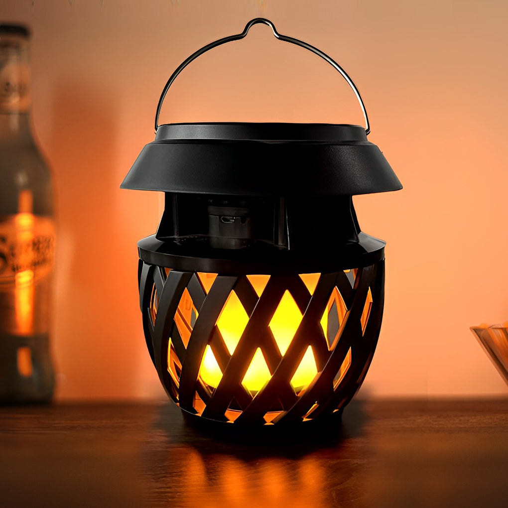 Portable USB Rechargeable LED Flickering Flame Solar Outdoor Lanterns - Lamp Outdoor