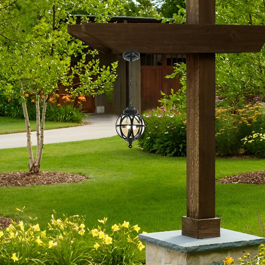 European-style Retro Pendant Aluminum Glass Hanging Ball Outdoor Ceiling Light - Lamp Outdoor