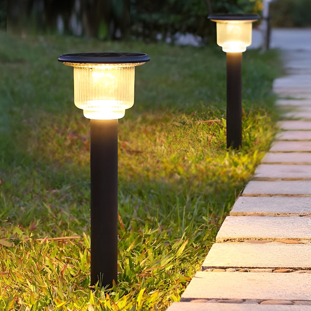 Modern Matte Black Solar LED Adjustable Brightness Outdoor Pathway Lighting - Lamp Outdoor