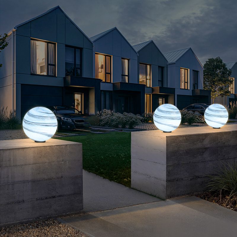 Aria Square Moon Globe Metal Glass Outdoor Light Post - Lamp Outdoor