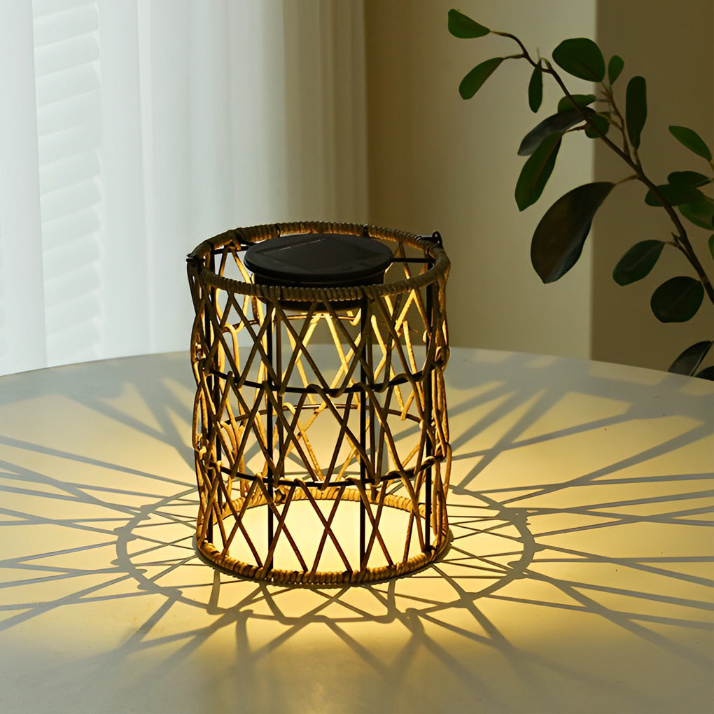 Rattan Lantern Waterproof Creative Modern Solar Garden Lights Lawn Lamp - Lamp Outdoor