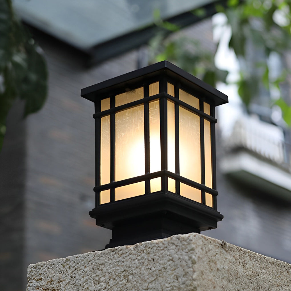 Outdoor Waterproof 3 Step Dimming Black Modern Solar Fence Post Lights - Lamp Outdoor