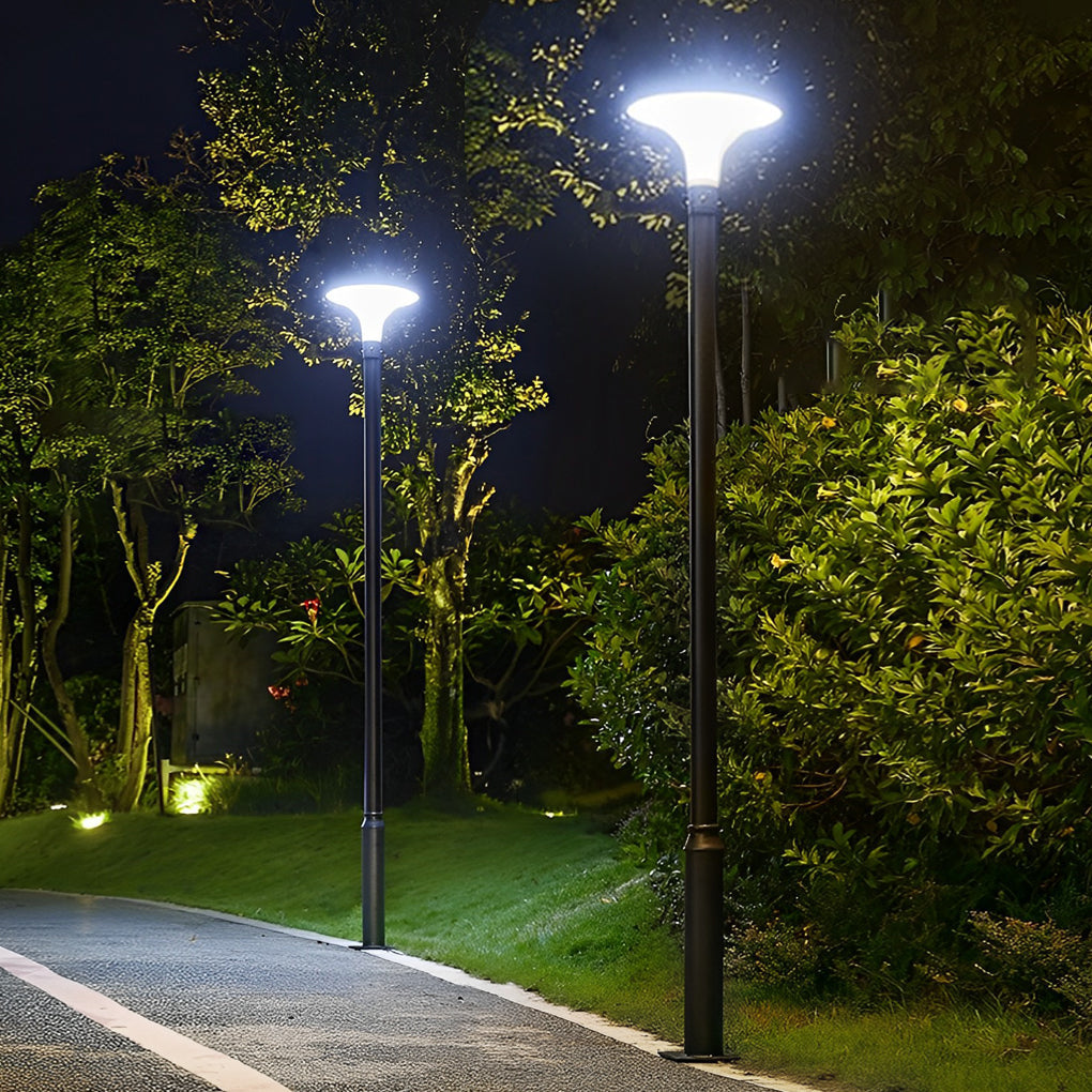 Round Mushroom Waterproof Intelligent Black Modern Solar Lamp Post Light - Lamp Outdoor