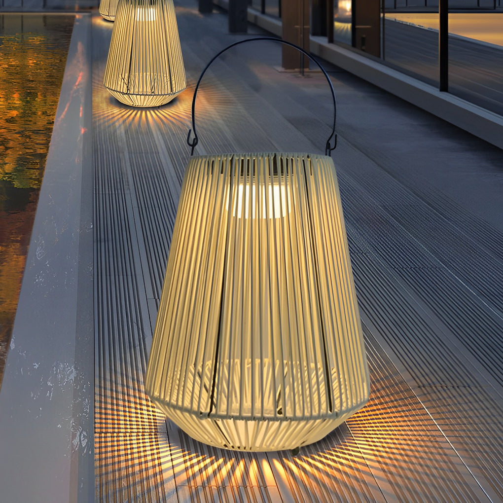 Portable Waterproof Handmade Rattan LED Modern Solar Outdoor Lanterns - Lamp Outdoor