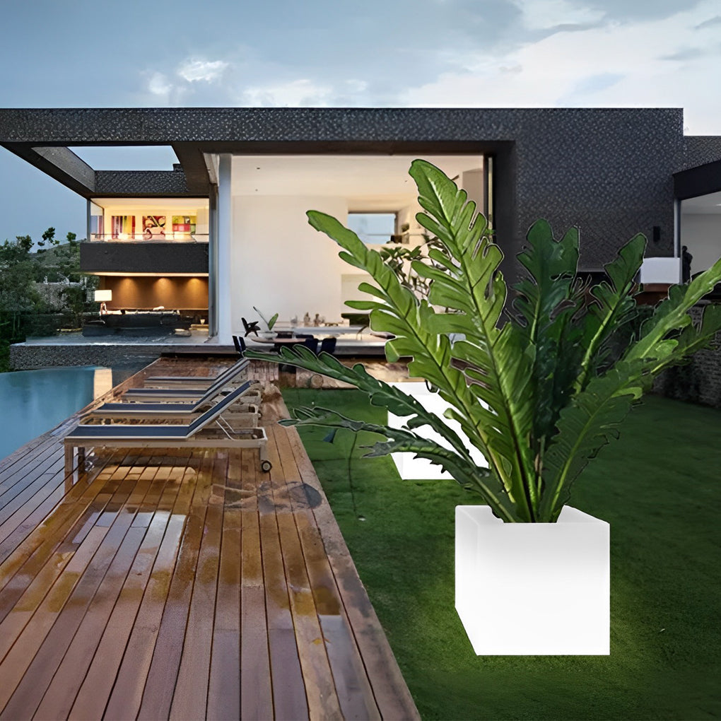 Square Waterproof Multipurpose Intelligent LED Solar Flower Pot Lights - Lamp Outdoor