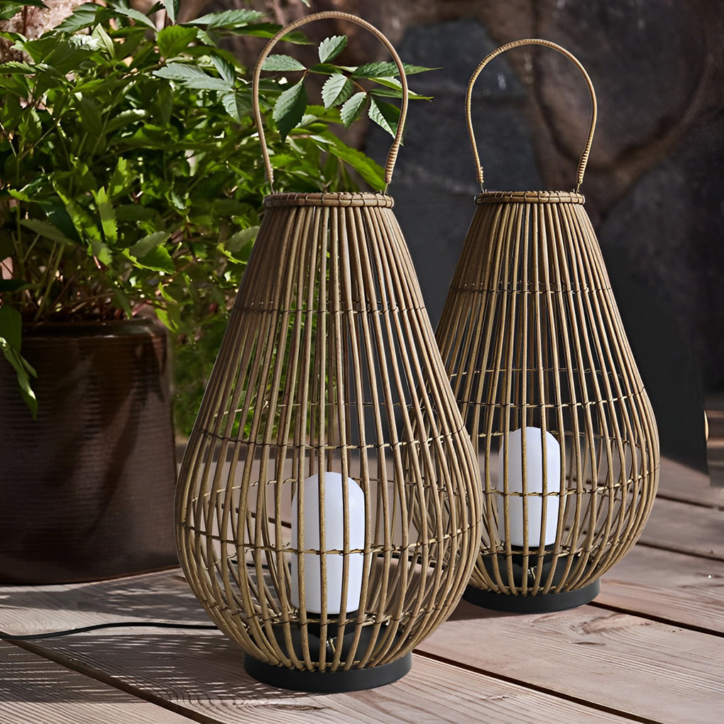 Portable Waterproof Handmade Rattan Iron Modern Outdoor Light Lanterns - Lamp Outdoor