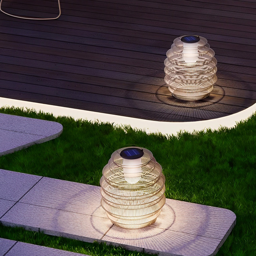 Waterproof Handwoven Rattan LED Japanese Style Solar Outdoor Lanterns - Lamp Outdoor
