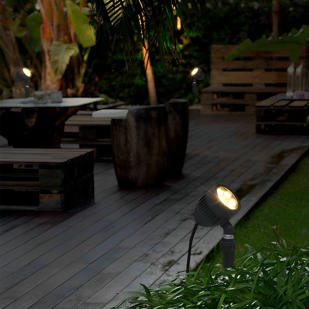 Adjustable Round LED COB Waterproof Black Modern Outdoor Spotlights - Lamp Outdoor