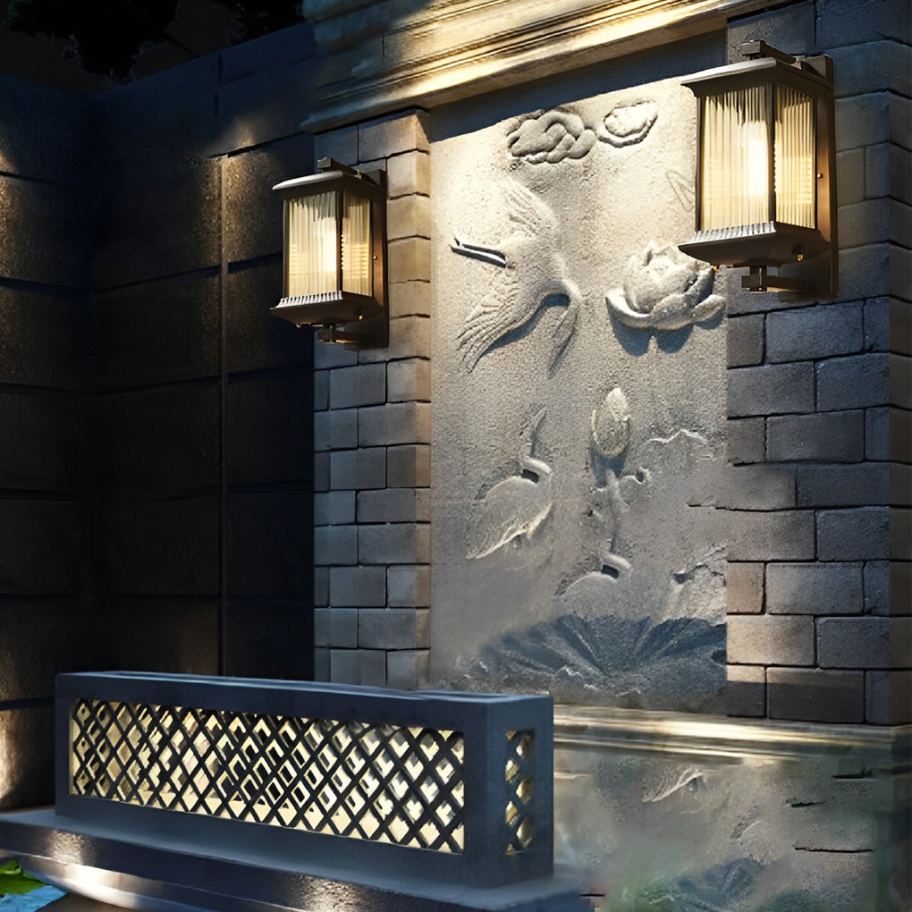 Outdoor Waterproof Creative Glass Shade Brown Retro Exterior Wall Lights - Lamp Outdoor
