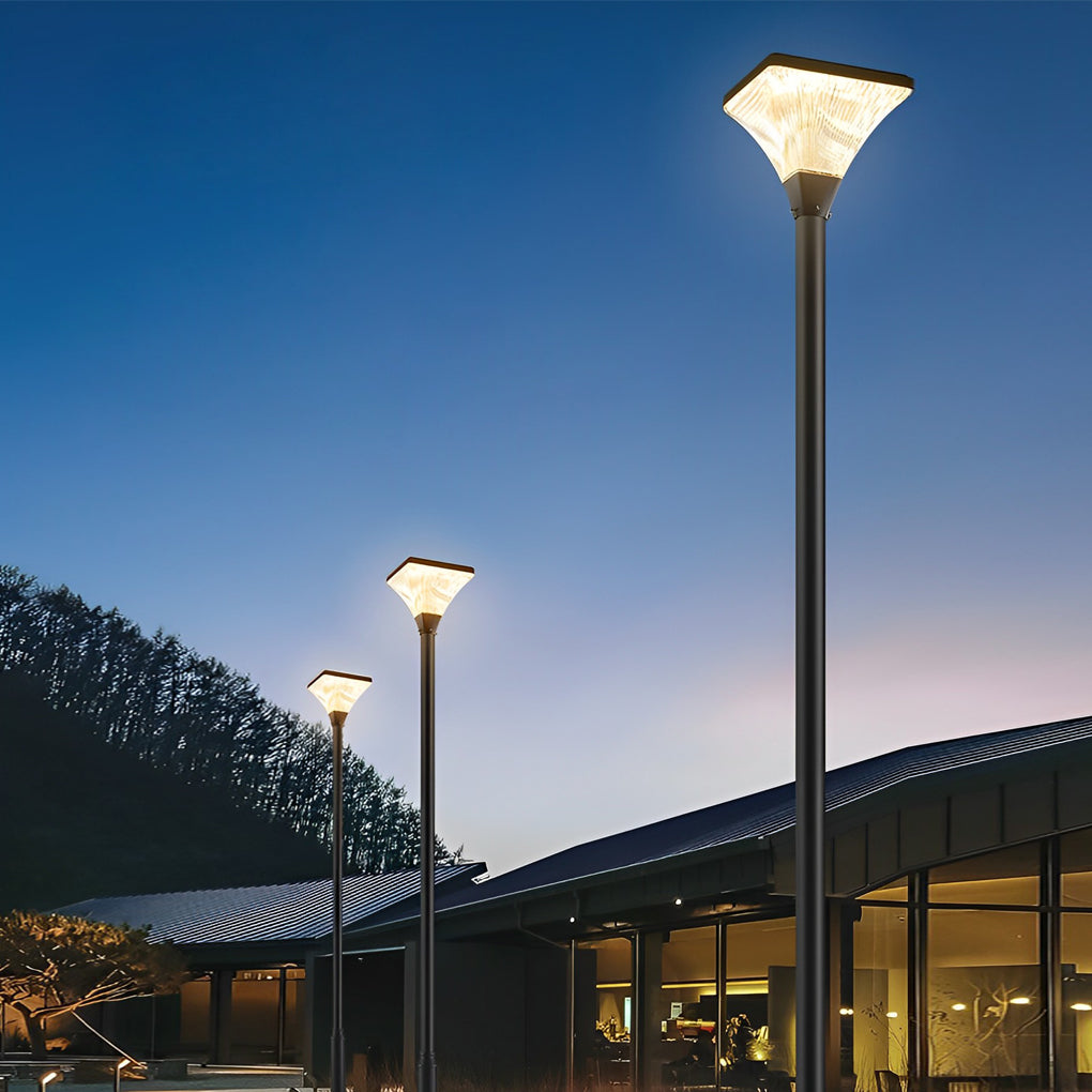 Stripes Waterproof Square Intelligent Modern Solar Garden Lamp Post - Lamp Outdoor