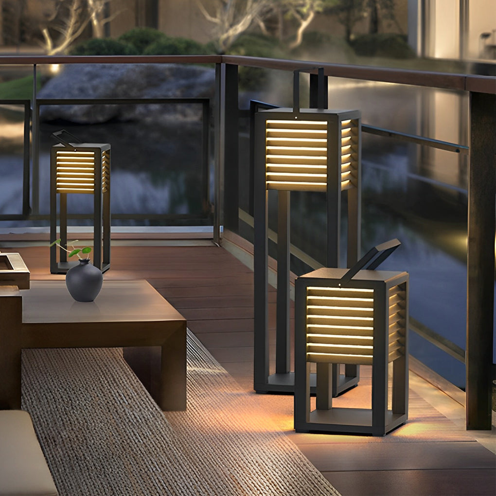 Square Waterproof LED Black Modern Portable Lawn Lamp Solar Outdoor Light - Lamp Outdoor