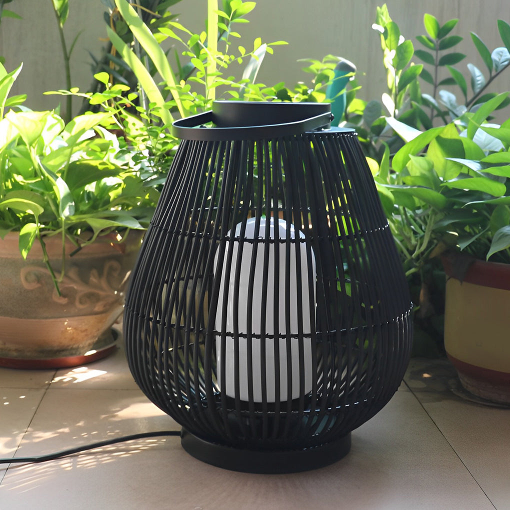Portable Black Modern Iron Woven E27 Pillar Accent Outdoor Lantern - Lamp Outdoor