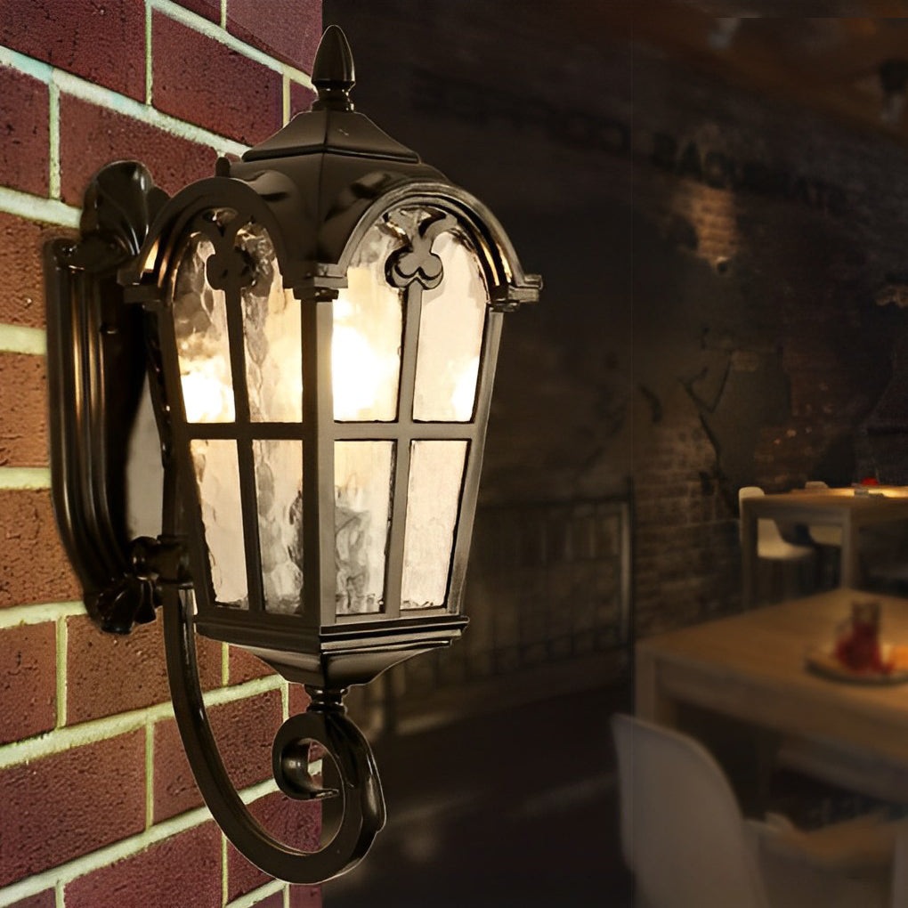 Vintage Glass Waterproof Black European-style Outdoor Wall Lamp Exterior Lights - Lamp Outdoor