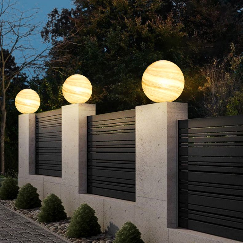 Aria Square Moon Globe Metal Glass Outdoor Light Post - Lamp Outdoor