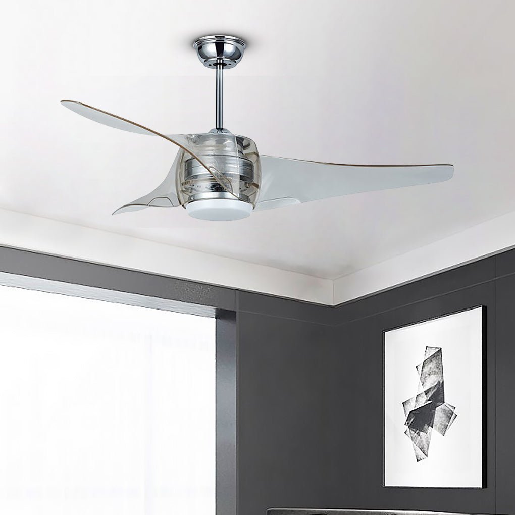 52 Inches Minimalist LED Single Lamp Remote Control Integrated Ceiling Fan Chandelier - Lamp Outdoor