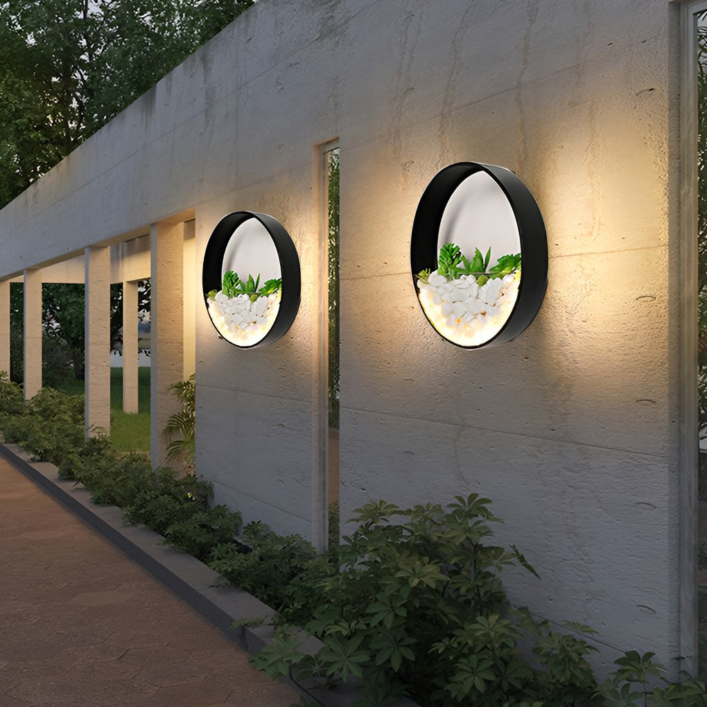 Round Small Artificial Plants Stones 18w LED Modern Outdoor Wall Light - Lamp Outdoor