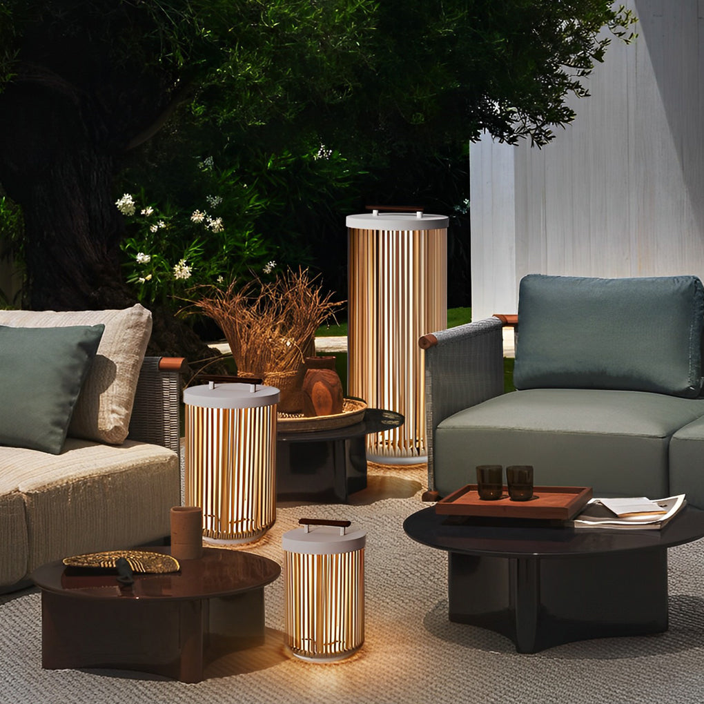 Handmade Rattan Waterproof LED Modern Portable Solar Outdoor Lanterns - Lamp Outdoor