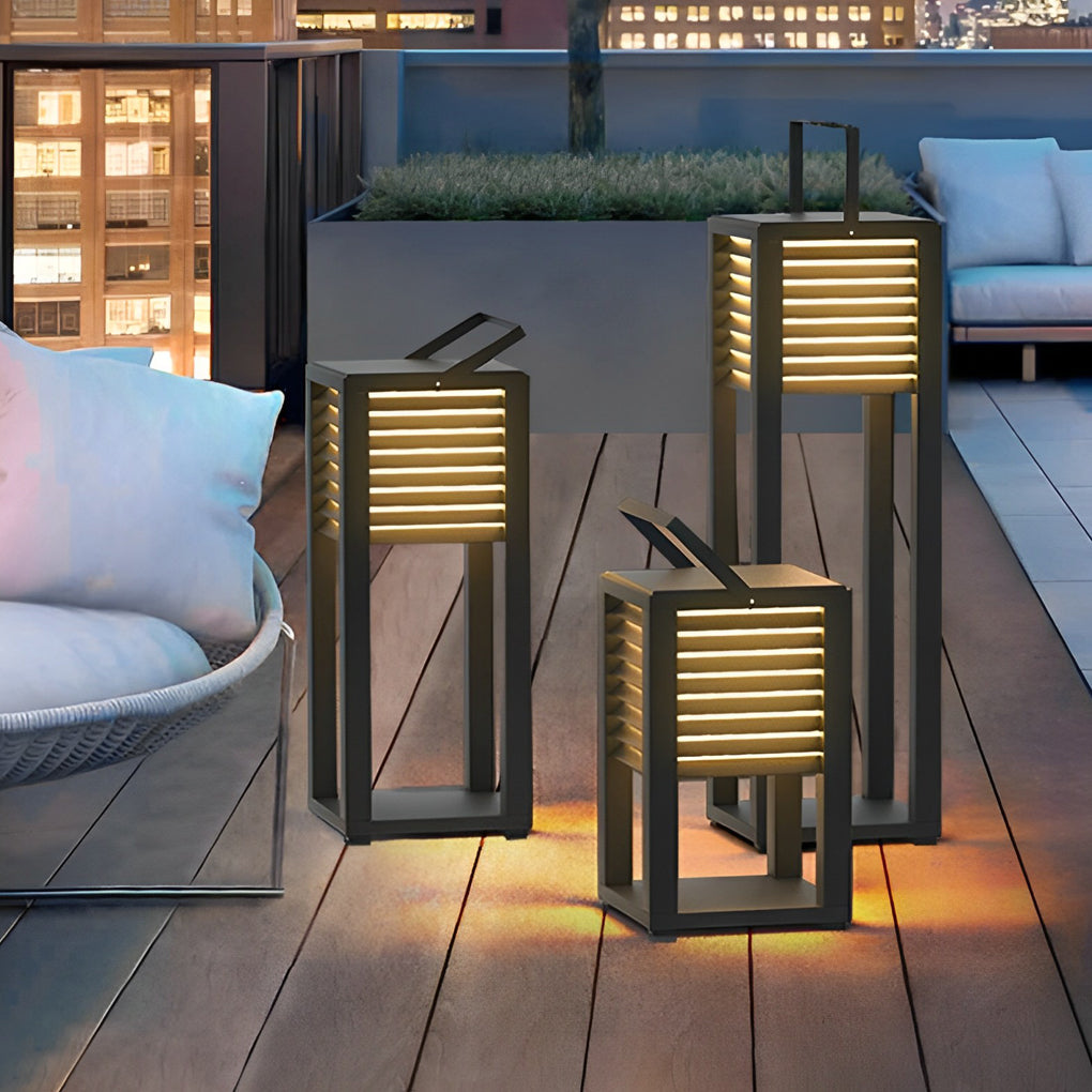 Square Waterproof LED Black Modern Portable Lawn Lamp Solar Outdoor Light - Lamp Outdoor