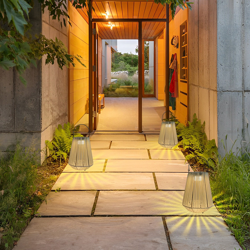 Portable Waterproof Handmade Rattan LED Modern Solar Outdoor Lanterns - Lamp Outdoor