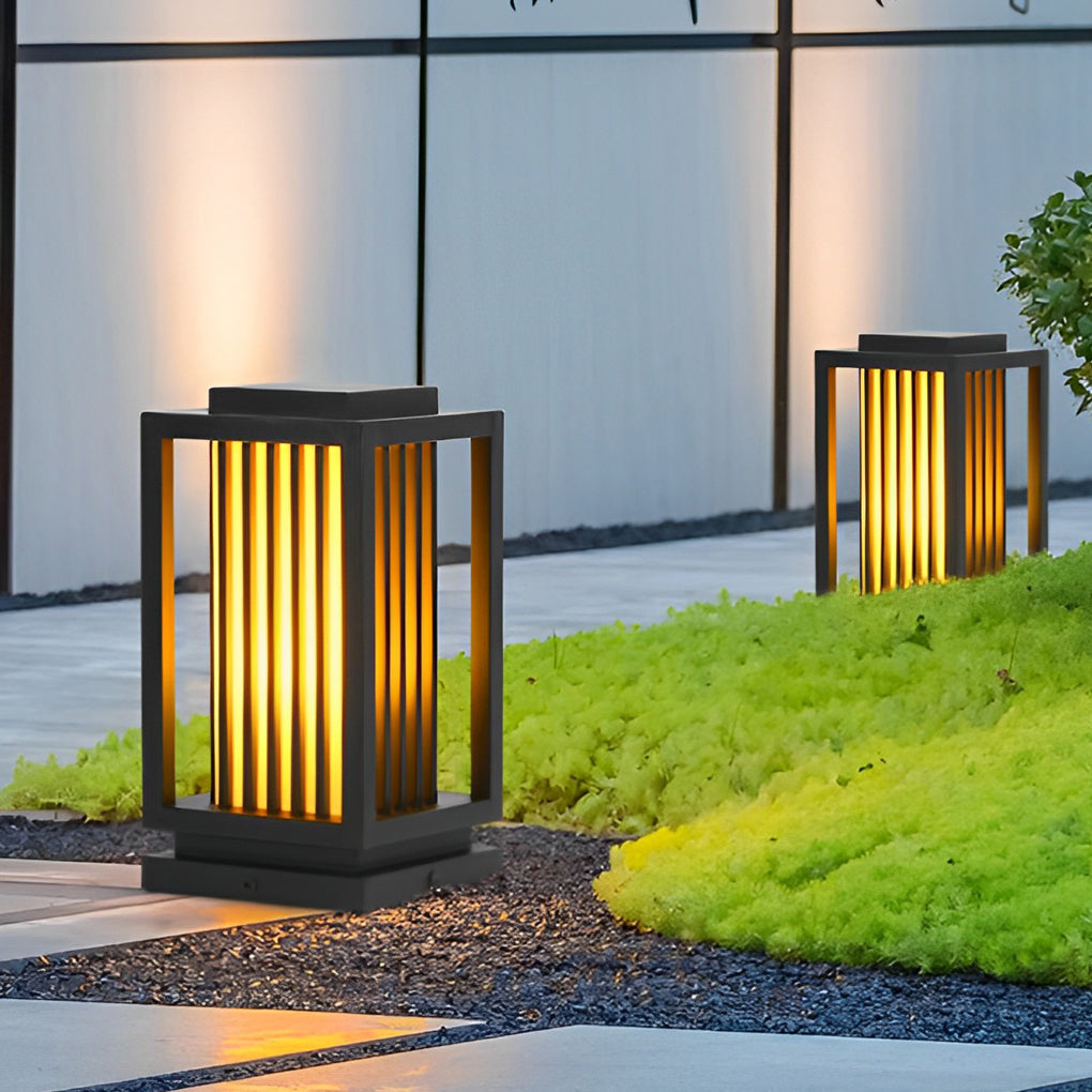 Modern Black LED Cage Pathway Lawn Lights - Lamp Outdoor