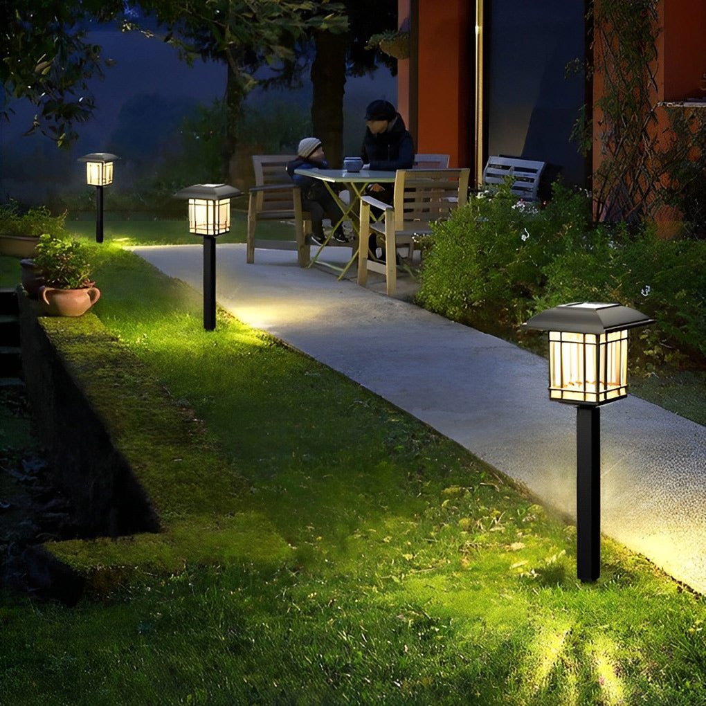 Vintage-Modern Solar Square Lawn Lights Waterproof, Durable Outdoor Lighting - Lamp Outdoor