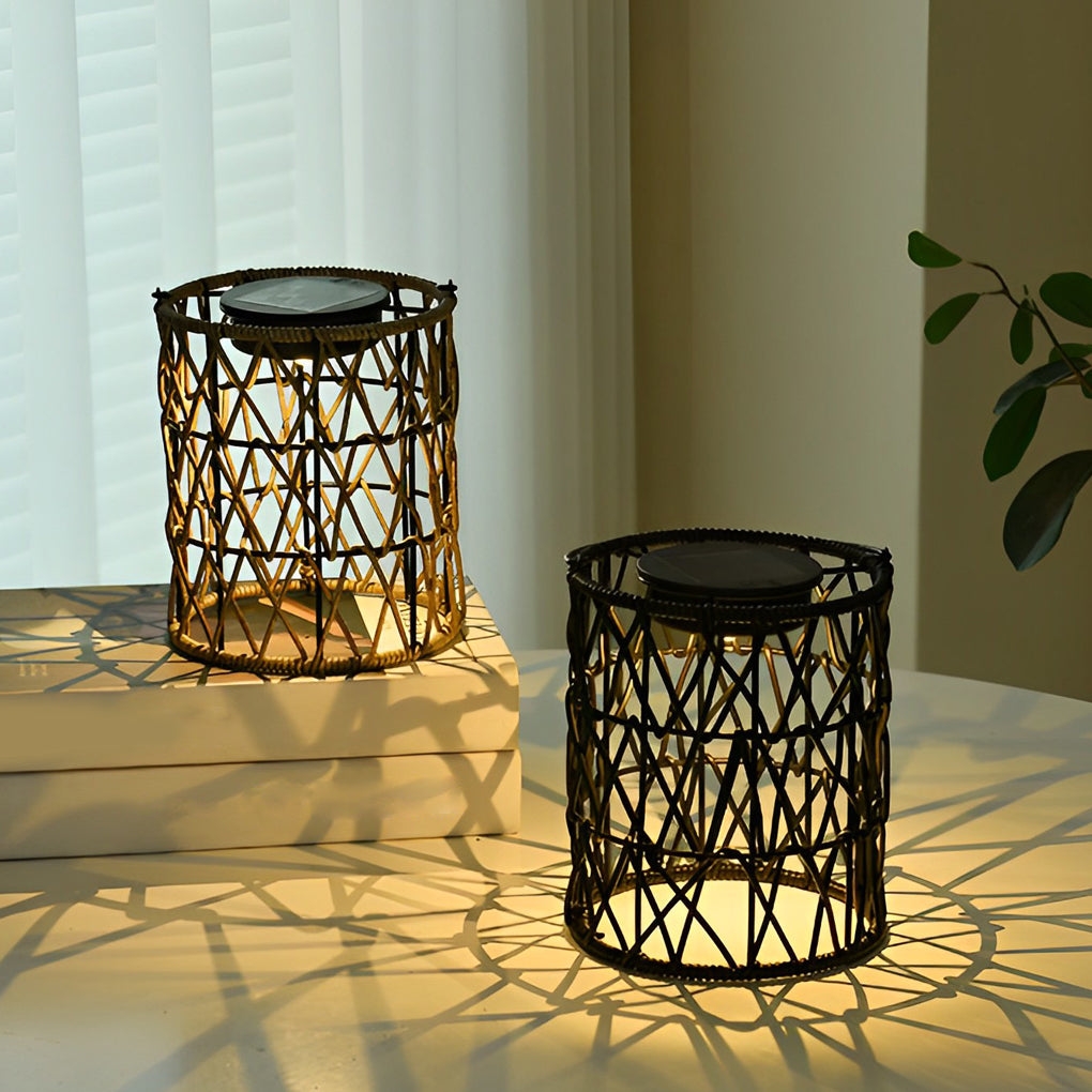 Rattan Lantern Waterproof Creative Modern Solar Garden Lights Lawn Lamp - Lamp Outdoor