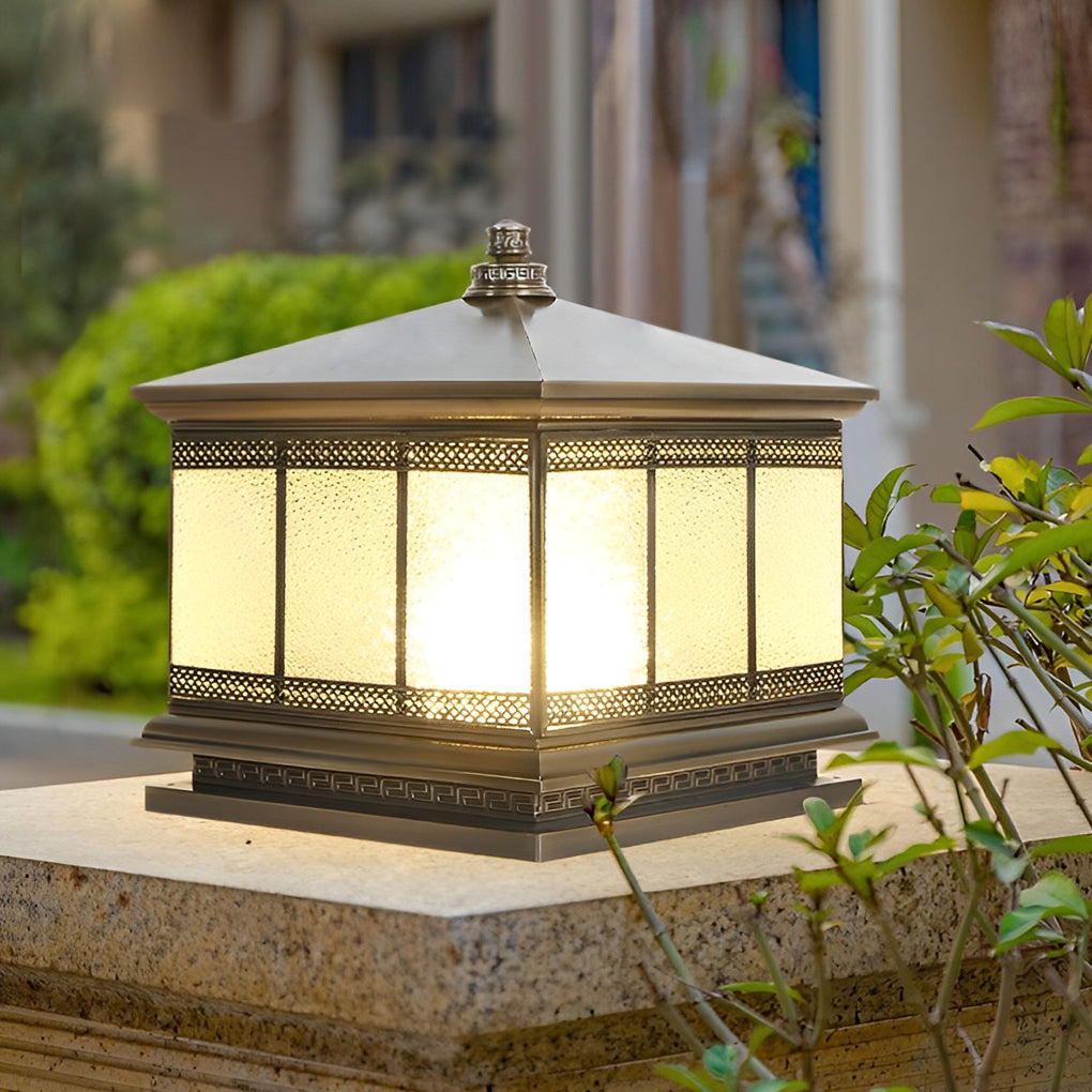 Intelligent Four Step Dimming Waterproof Retro Solar Fence Post Lights - Lamp Outdoor
