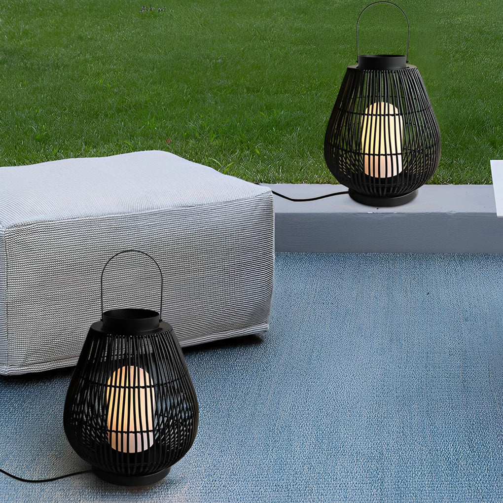 Portable Black Modern Iron Woven E27 Pillar Accent Outdoor Lantern - Lamp Outdoor