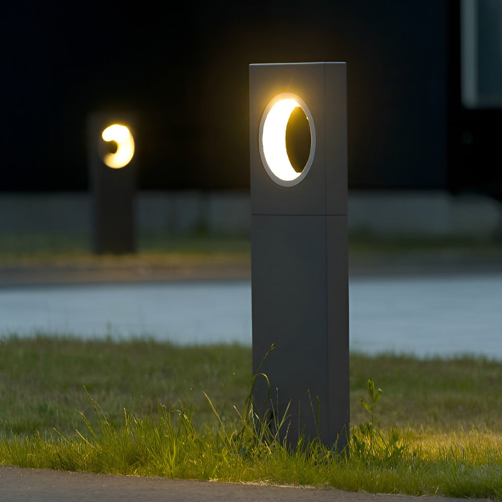 Sleek Black Modern Outdoor Pathway Bollard Lights with Unique Round Hole Feature - Lamp Outdoor