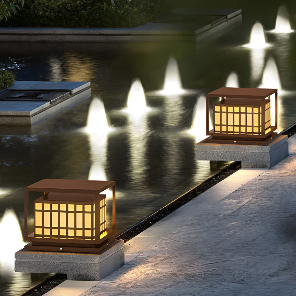 Square LED Waterproof Brown Modern Outdoor Deck Post Lights Pillar Light - Lamp Outdoor