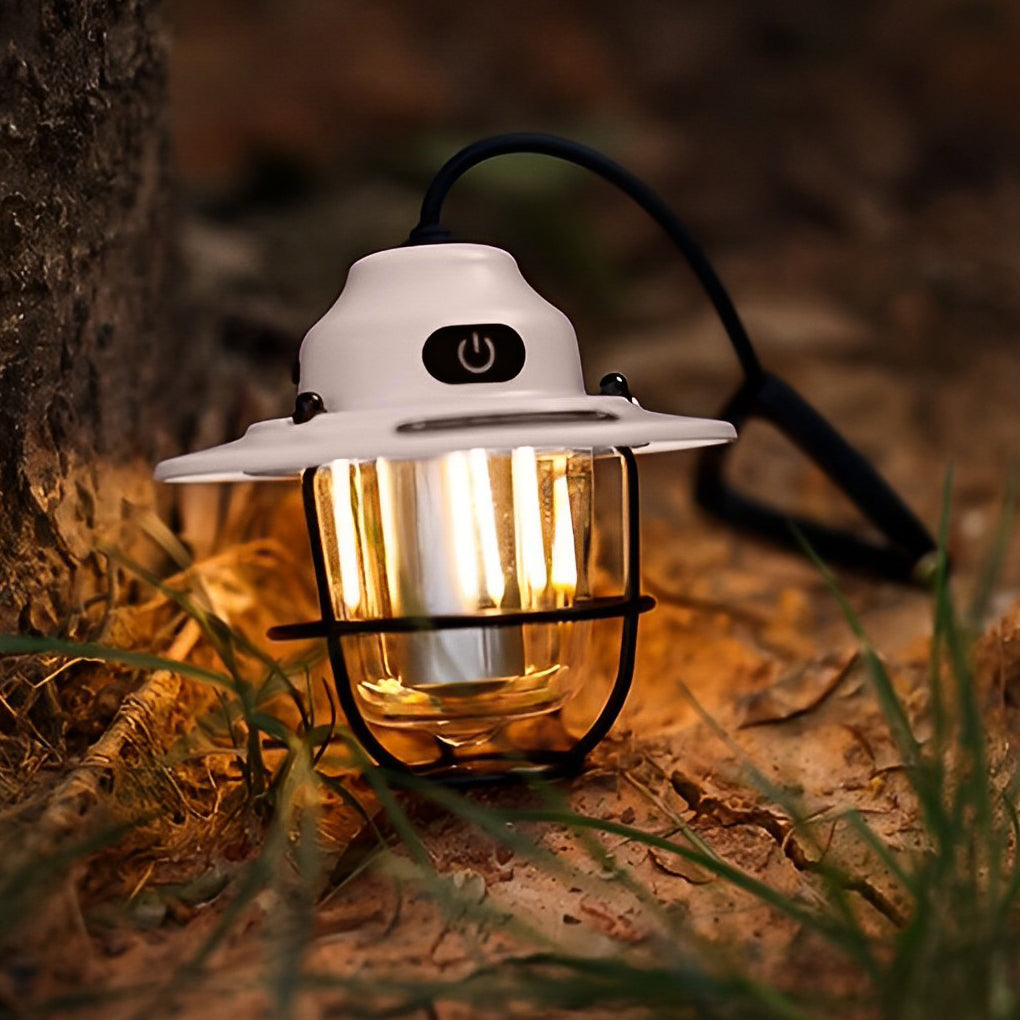 Round LED Waterproof USB Rechargeable Retro Outdoor Light Camping Lamp - Lamp Outdoor