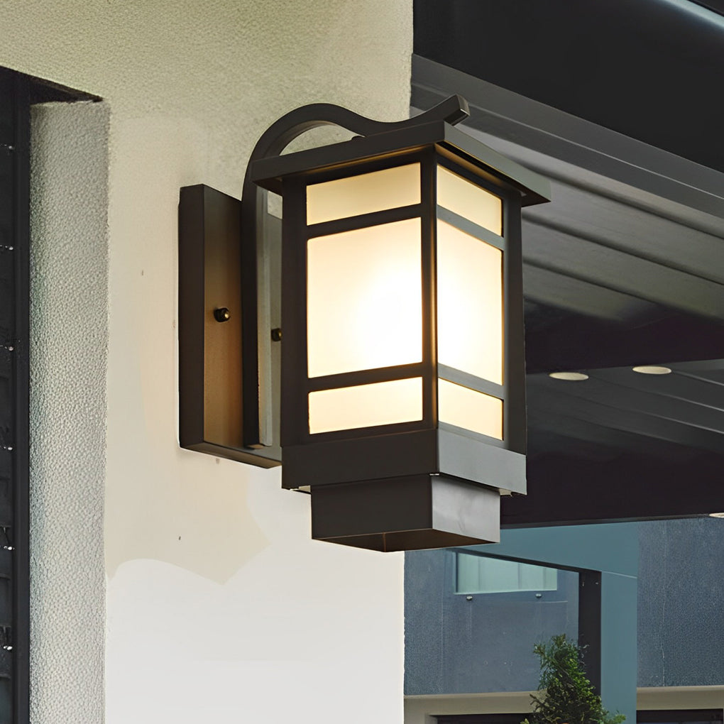 Vintage Waterproof LED Glass Matte Black Retro Wall Lamp Exterior Lights - Lamp Outdoor