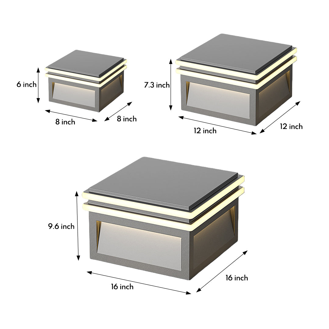 Waterproof Metal Pillar Lights Square Minimalist Style - Lamp Outdoor